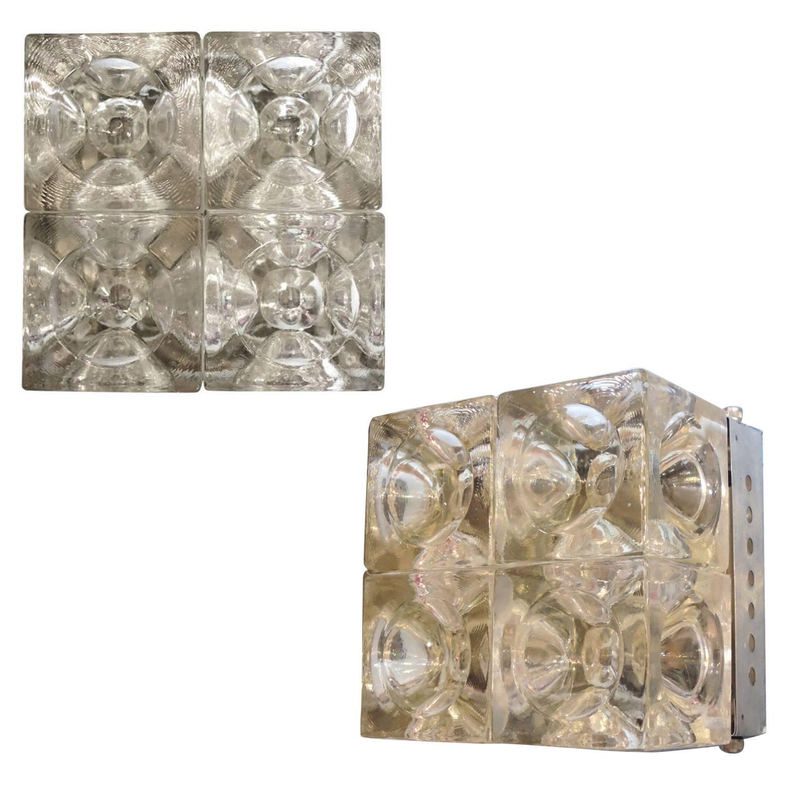 Pair of Cube Sconces / Flush Mounts by Poliarte