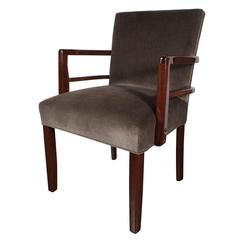 Art Deco Occasional / Desk Chair in Tobacco Mohair and Mahogany