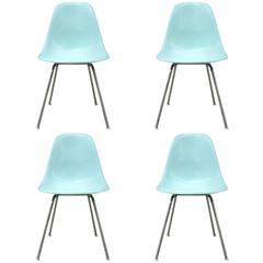 Super Rare Four Herman Miller Eames Robin's Egg Blue Dining Chairs