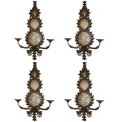 Pair of Mirrored and Metal Candle Sconces