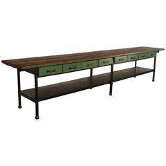 Vintage Long Green Work Table