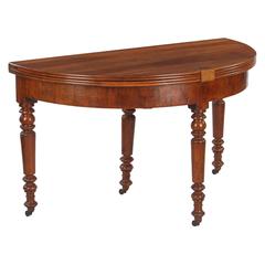 French Louis Philippe Demilune Walnut Table, 1830s 6