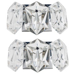 Pair of Petite Faceted Crystal Sconces Designed by Kinkeldey