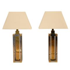 Pair of Wily Rizzo Brass and Chrome Lamps