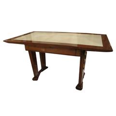 Vittorio Valabrega walnut and parchment Writing Table, Italy, 1950