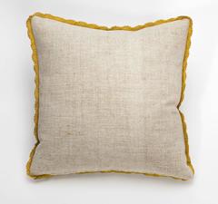 Pillow, Antique Metallic Gold Appliqué on Linen
