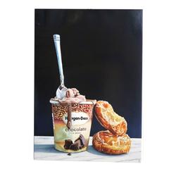 Contemporary Super Realist 'Yum' Oil on Wood Panel by M.E. 7