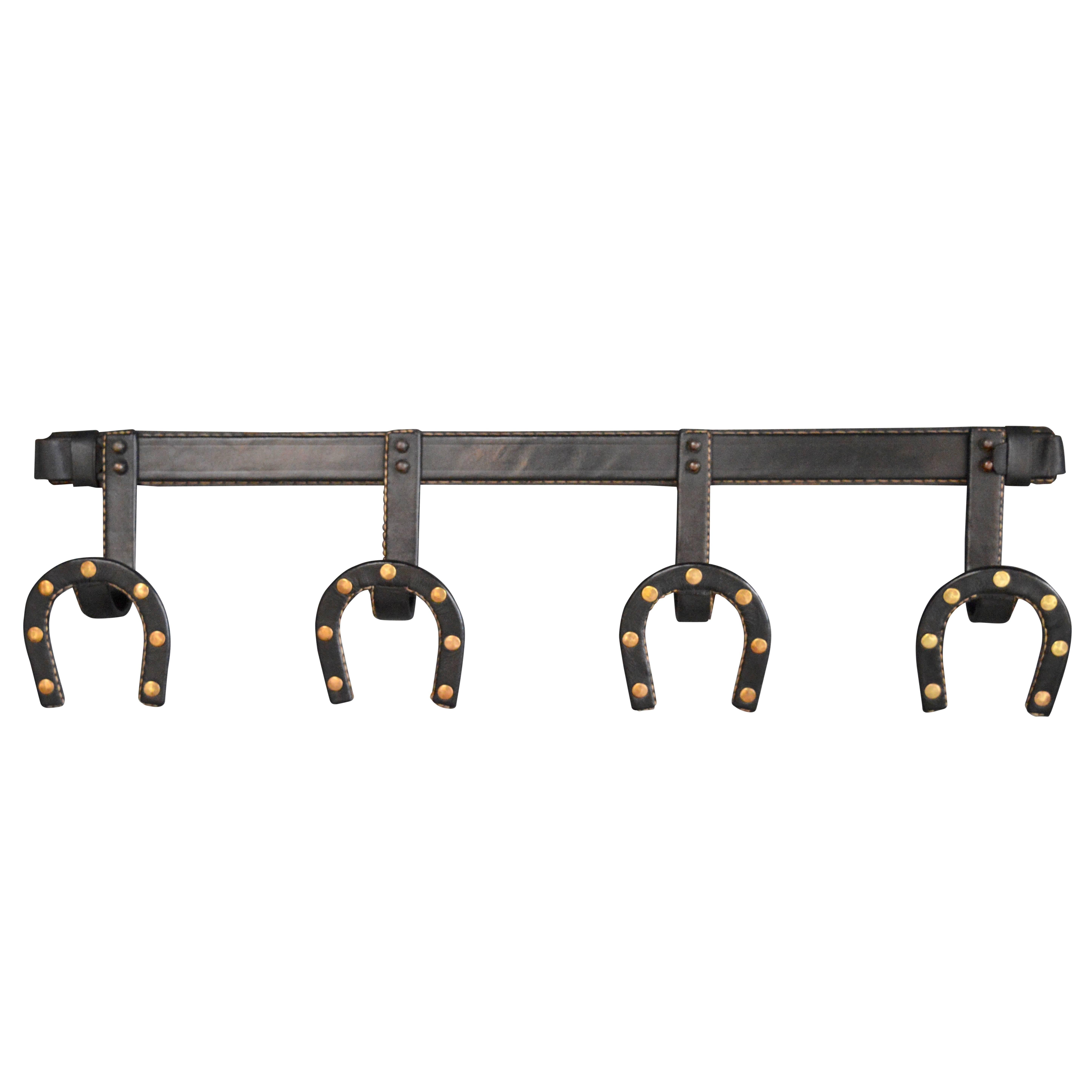 Jacques Adnet Leather Horseshoe Coat Rack