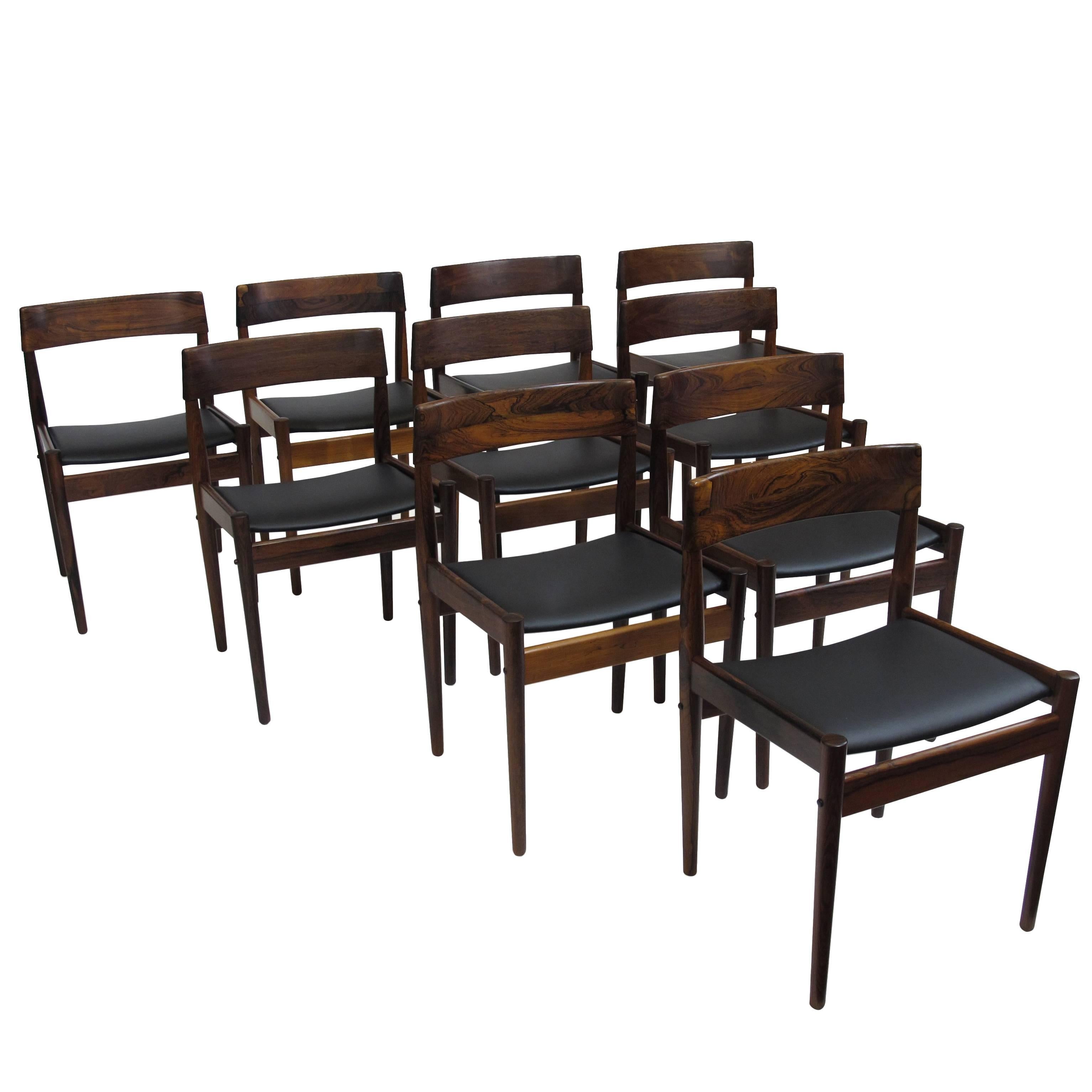 10 Grete Jalk for P. Jeppesens Mid-century Danish Rosewood Danish Dining Chairs