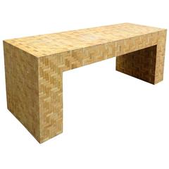 Large Architectural 1970s Bamboo Parquetry Console Table 10
