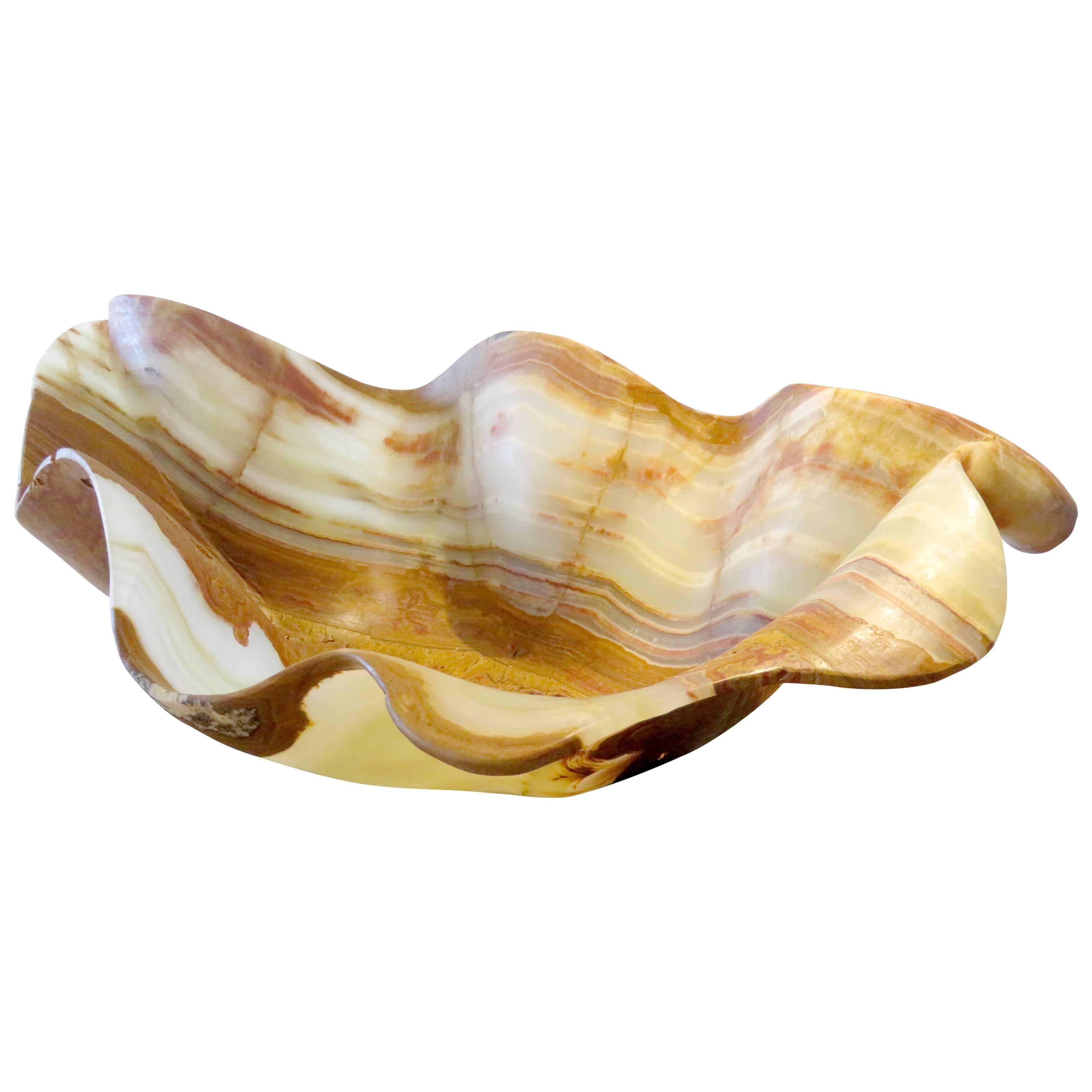 Massive Sculptural Shell Form Onyx Bowl/Vessel
