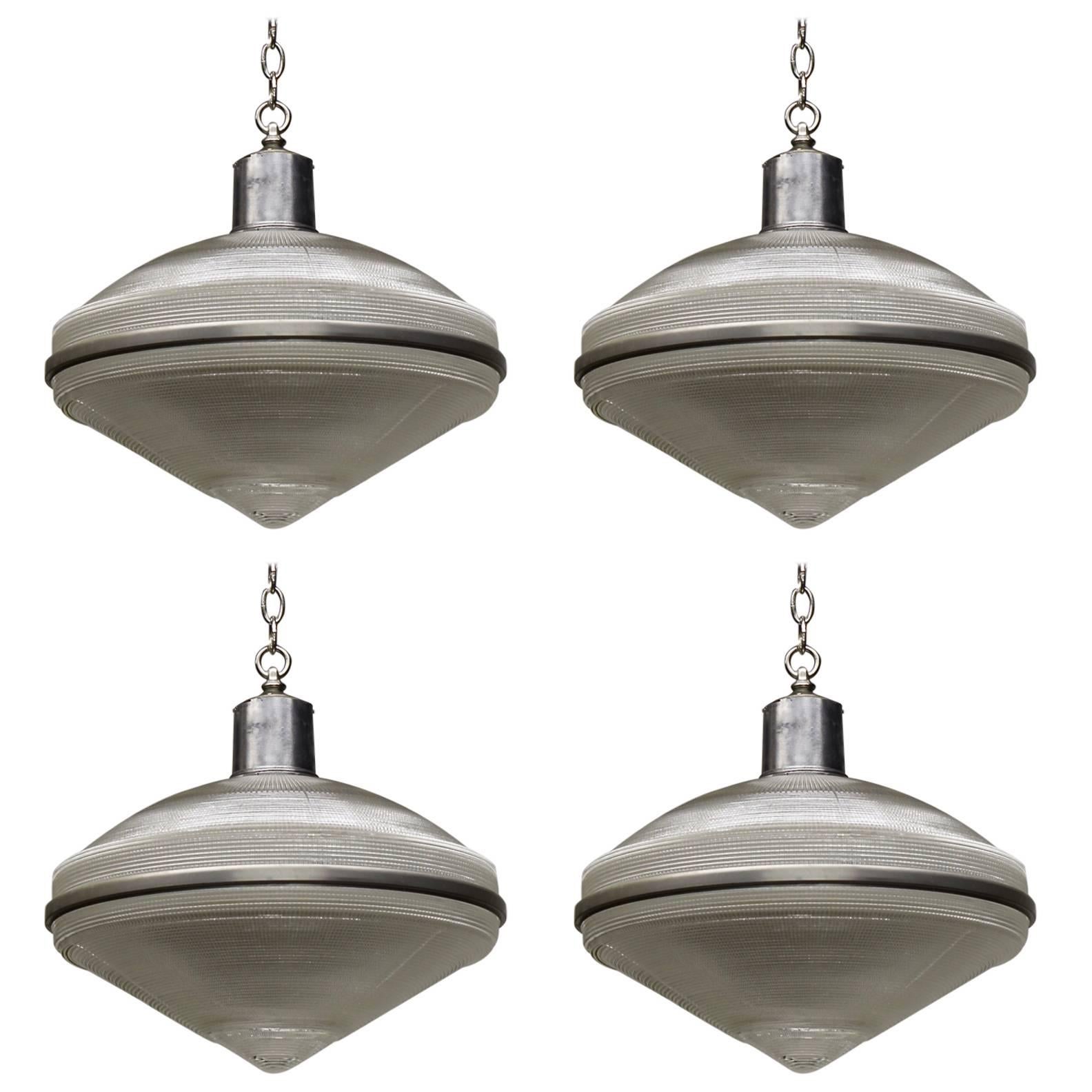 Set of Four Holophane Ceiling Fixtures, American, circa 1950 (25 AVAILABLE)