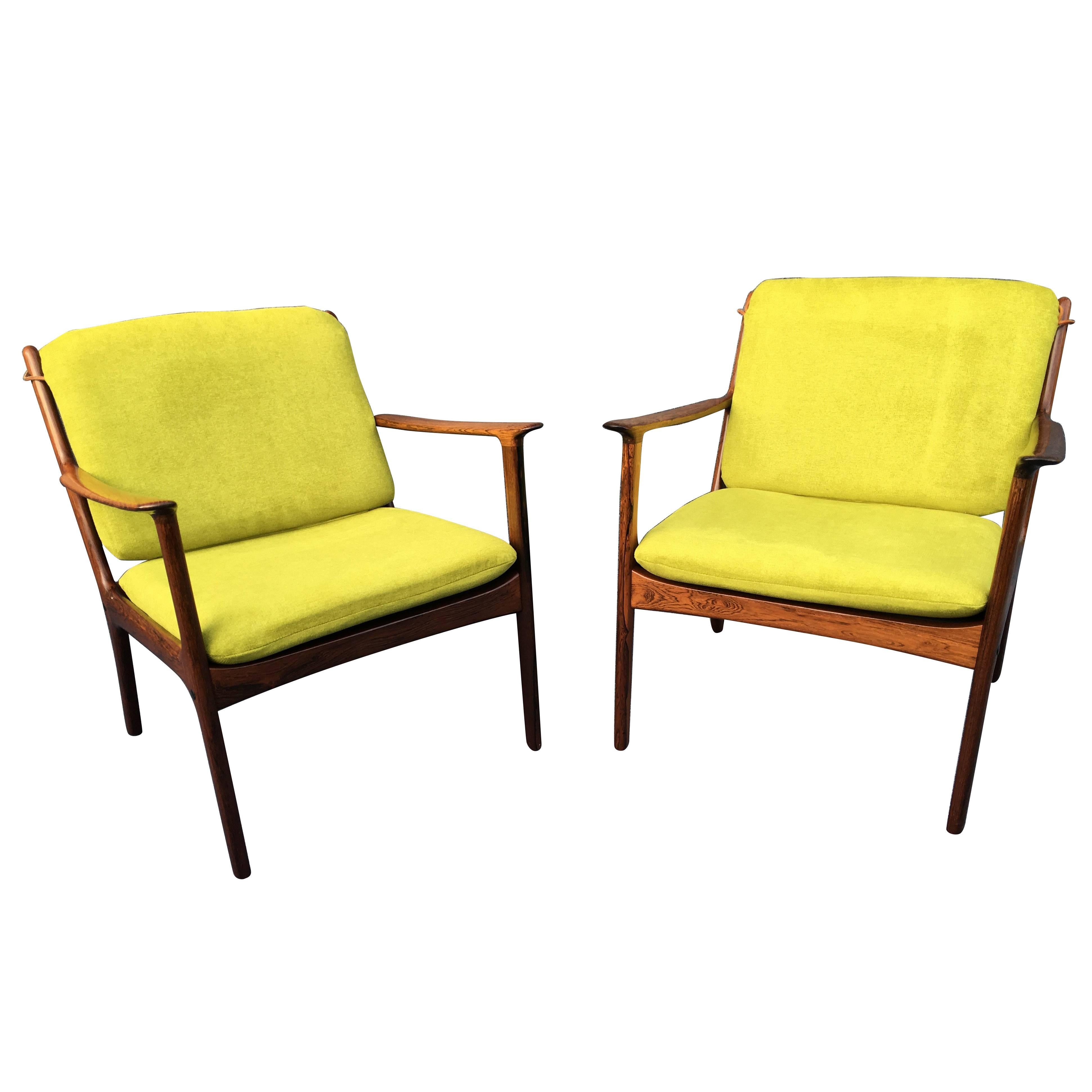Pair of Danish Rosewood 'PJ112' Armchairs by Ole Wanscher for Poul Jeppersen