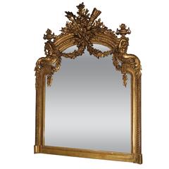 Antique Giltwood Louis XVI Style Mirror from France, circa 1870