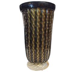 Murano Black and Gold Pulegoso Vases by Pino Signoretto 5