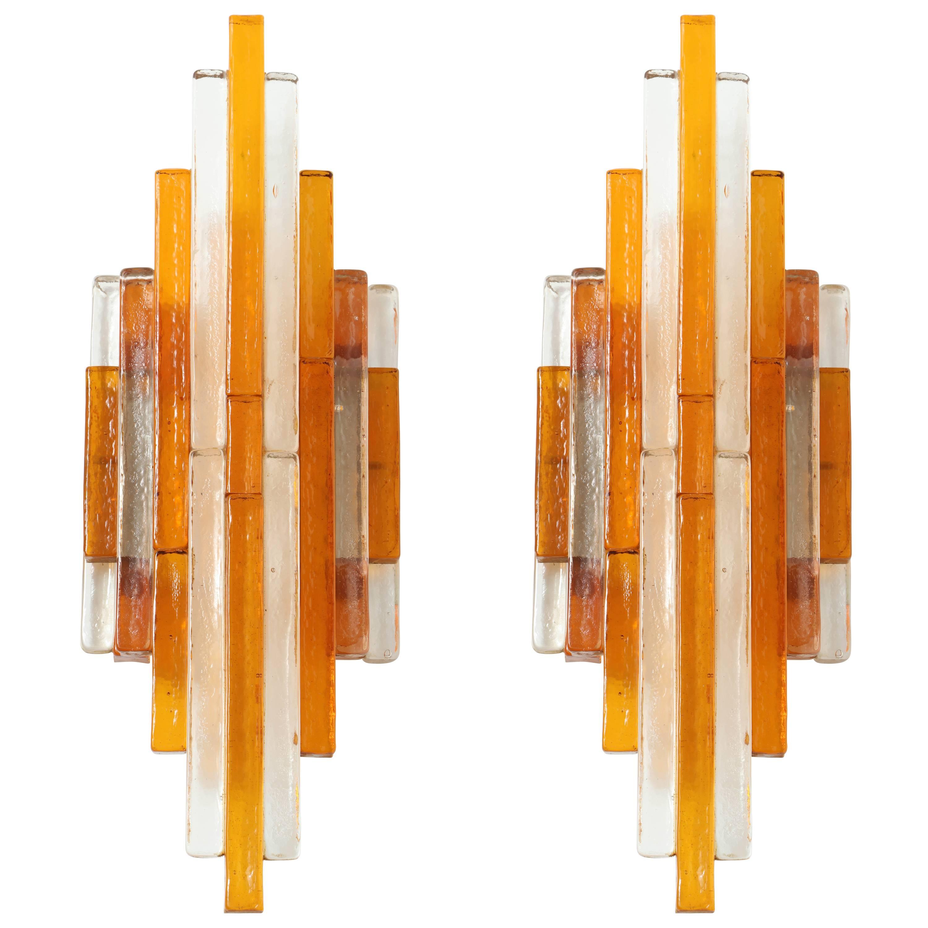 Poliarte Amber and Clear Stacked Glass Sconces