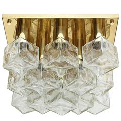 Kalmar Brass and Glass Ice Cube Flush Mount 4