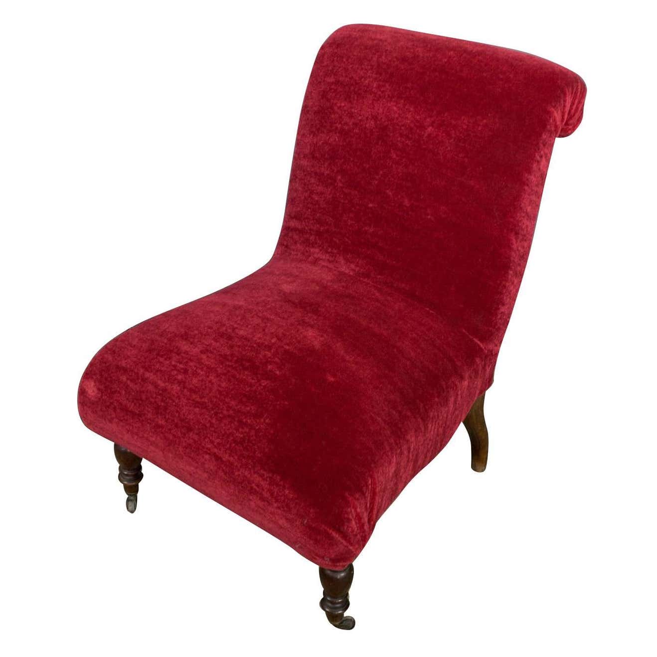 Spanish Red Scrollback Slipper Chair For Sale at 1stDibs | red slipper