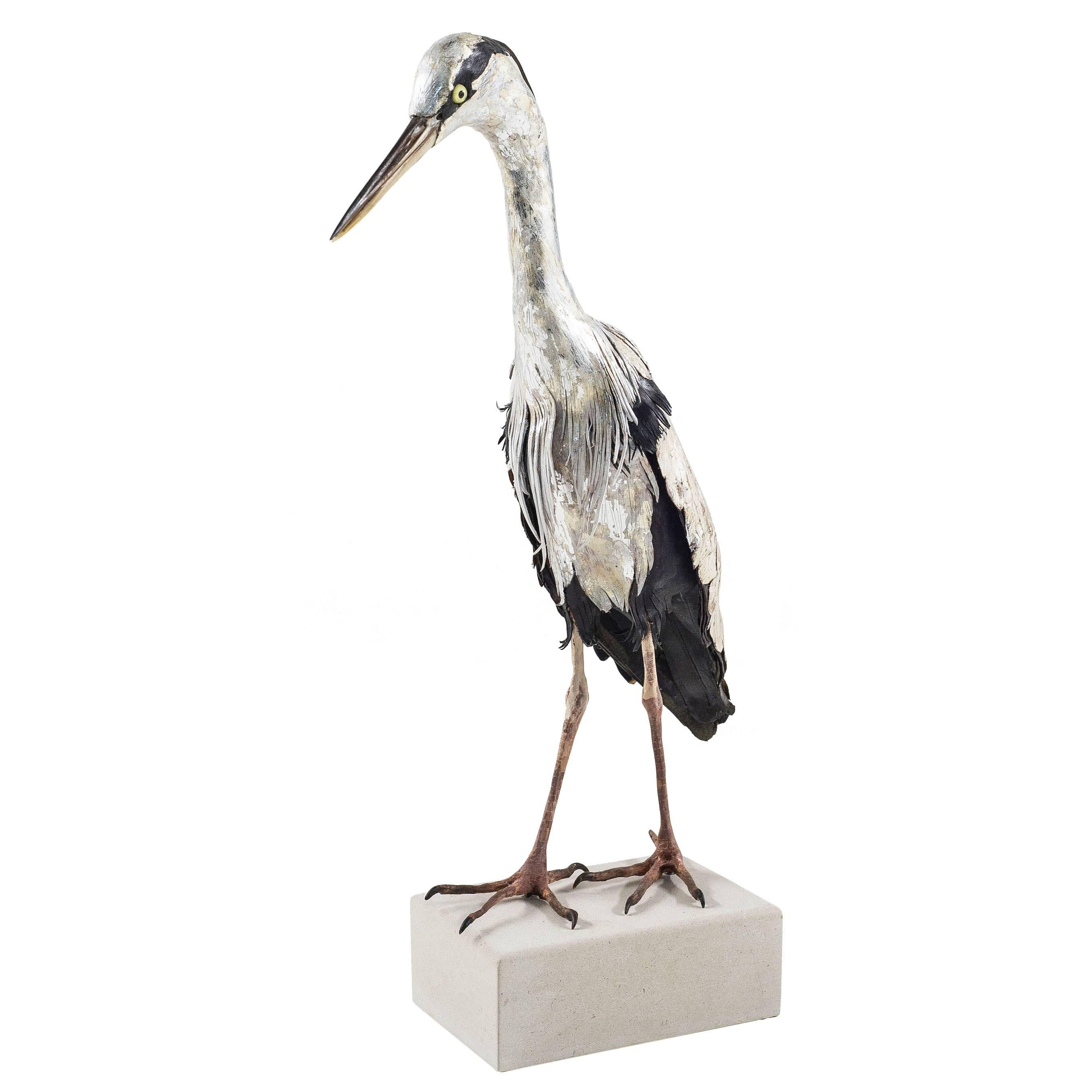 Self Reliance 2 - life-size leather heron sculpture  by Georgina Brett Chinnery For Sale