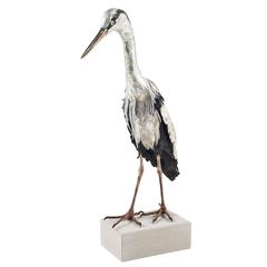 Self Reliance 2 - life-size leather heron sculpture  by Georgina Brett Chinnery