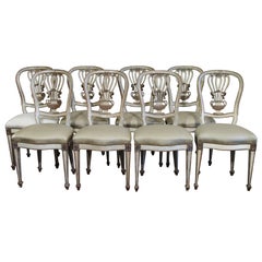 Used Set of Eight 19c Gilded and Carved Chairs with Original Patina