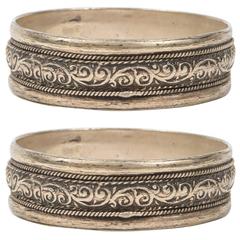 Pair of Moroccan Berber Tribal Silver Bracelets 9