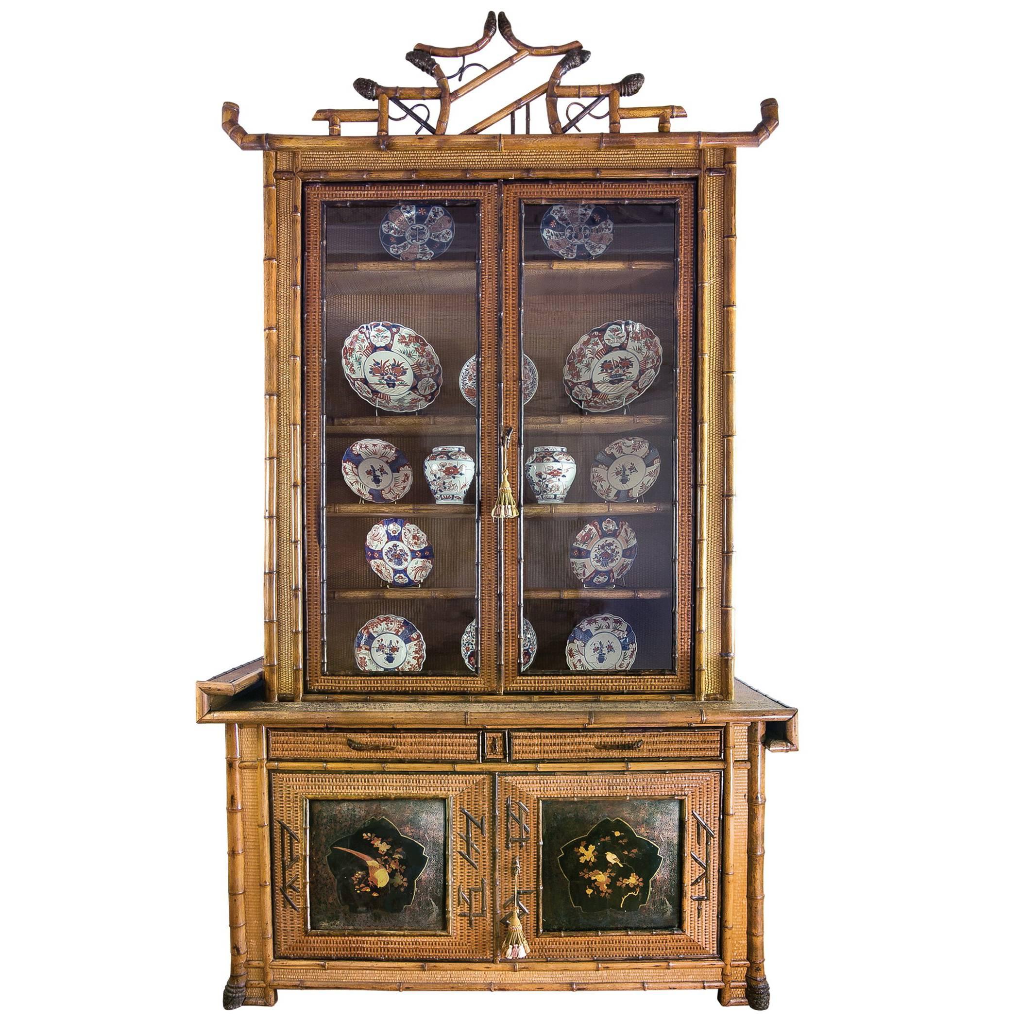 Perret et Vibert Japonais Bamboo Cabinet For Sale