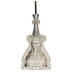 1940s French Cut Crystal Pendant Light