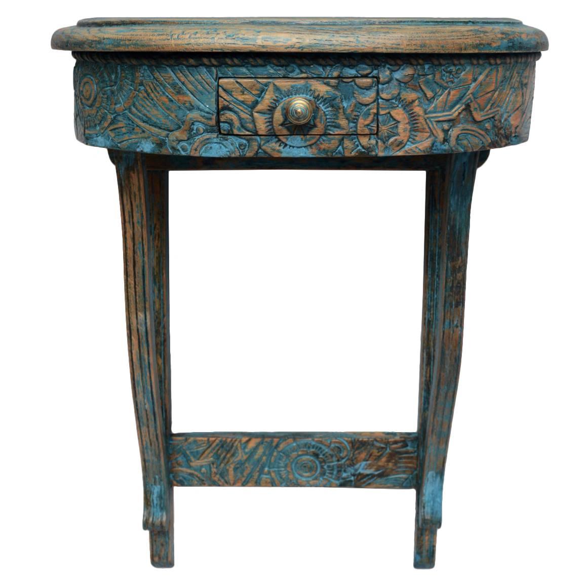 Ornately Carved French Art Deco Console Table, circa 1930