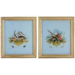 Pair of French Romantic Period Hand-Painted Glass, circa 1840