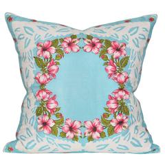 Vintage French Silk Scarf Cushion Pillow with Irish Linen 11