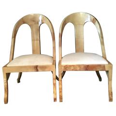 Pair of Exceptional Enrique Garcel Goatskin Spoon Back Chairs