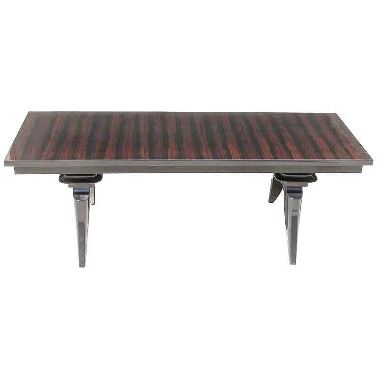 Grand French Art Deco Exotic Macassar Ebony Coffee or Cocktail Table, 1940s