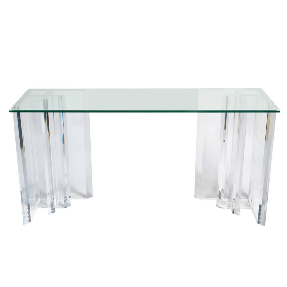 Pair of Lucite Bases for a Console