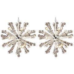 Two Clear Murano Glass 'Starburst' Chandeliers or Pendants 2