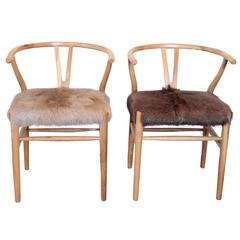 Scandinavian Modern Fur Dining Chairs