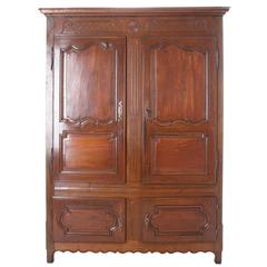 French 19th Century Carved Oak Armoire or Cupboard