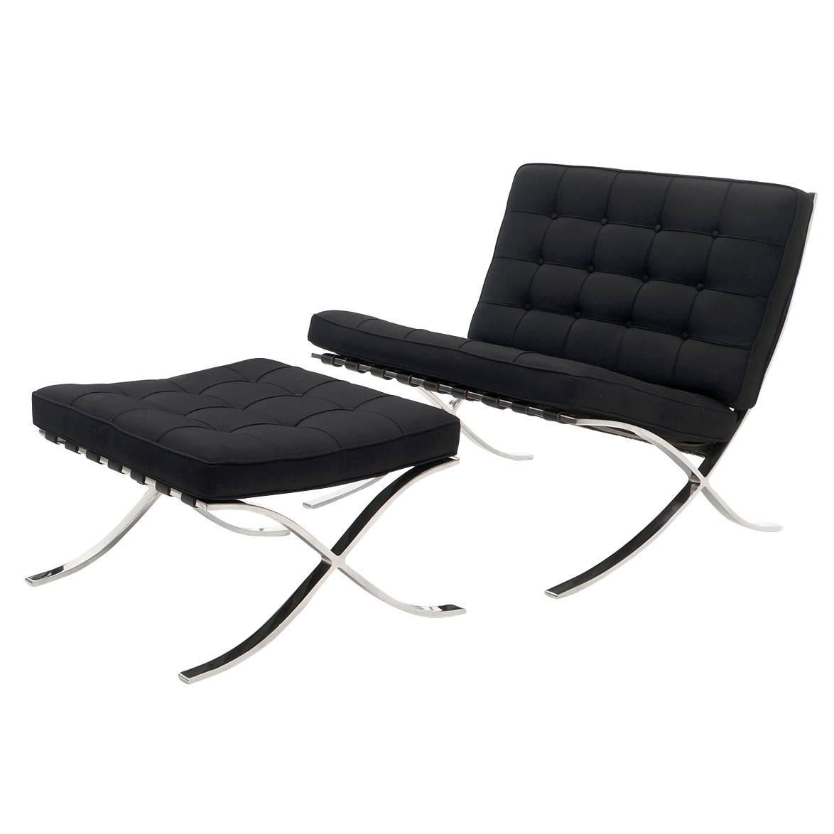 Mies Van Der Rohe for Knoll Barcelona Chair with Ottoman