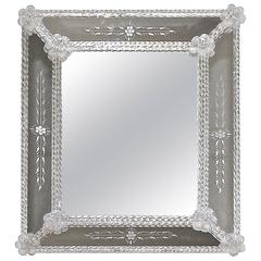 Murano Venetian Floral Etched Wall Mirror 12