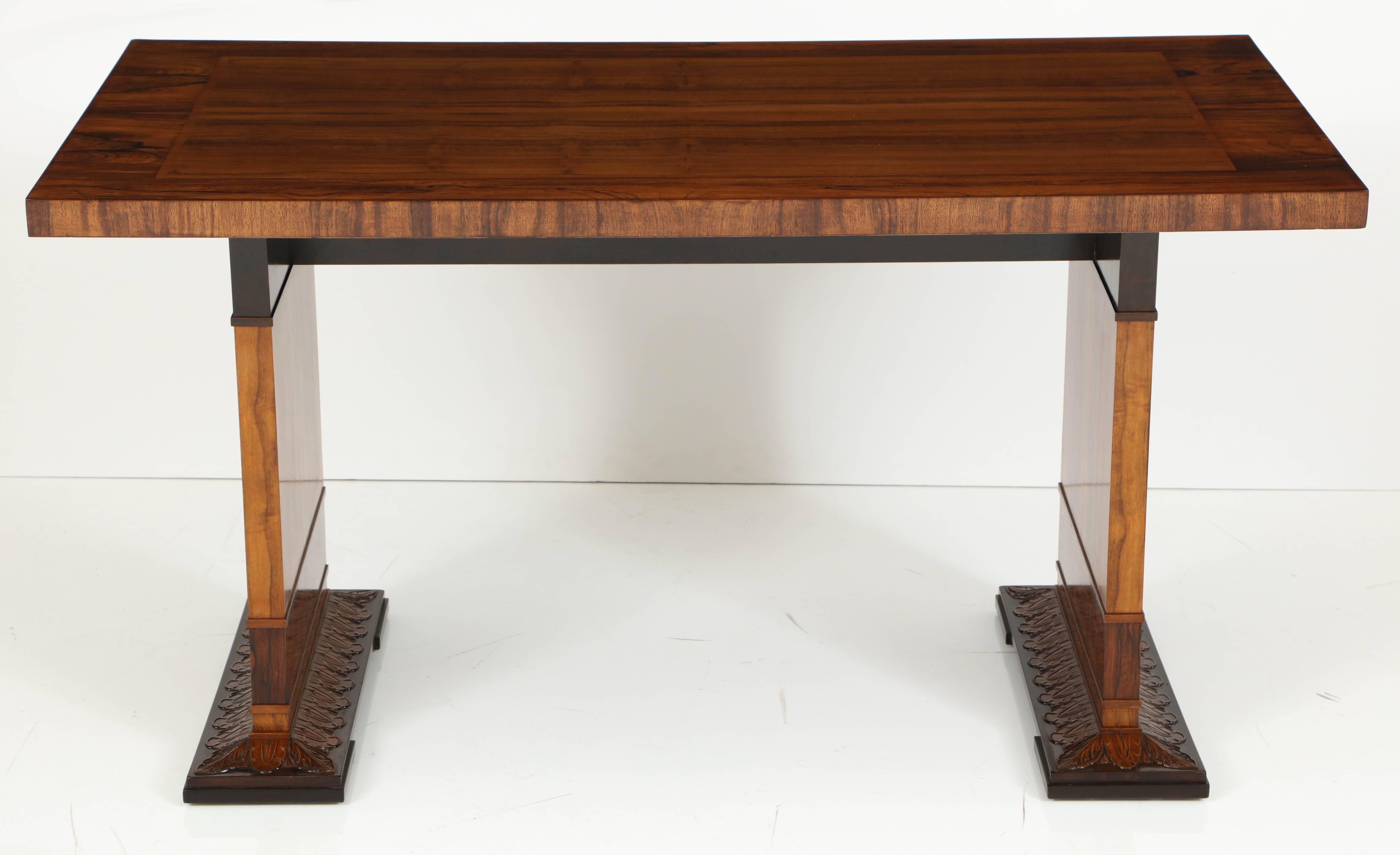 Mid-20th Century Carl Bergsten Attributed, Swedish Goncalo Alves and Walnut Table, circa 1930