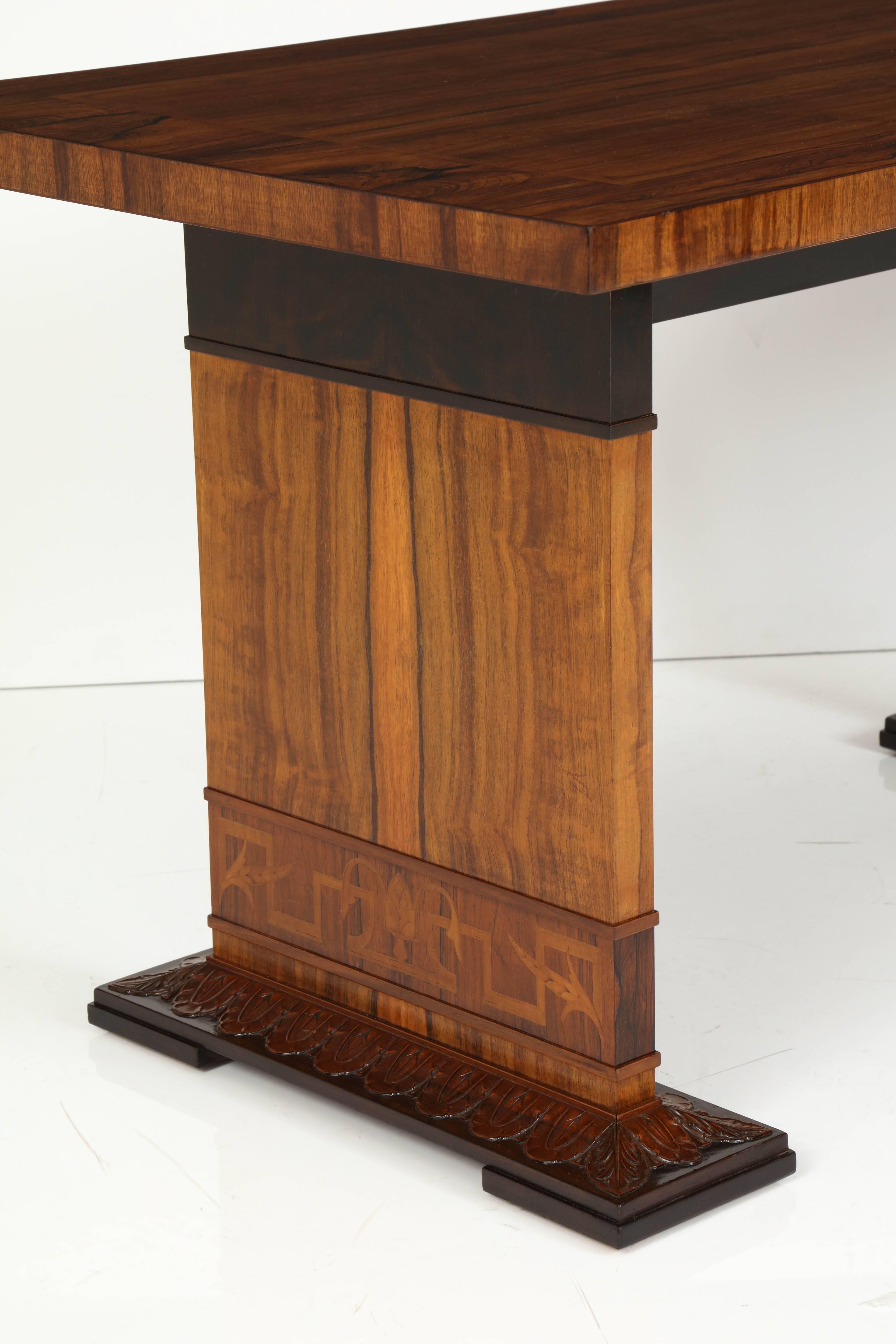 Carl Bergsten Attributed, Swedish Goncalo Alves and Walnut Table, circa 1930 4