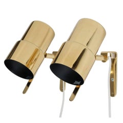 Vintage Pair of Scandinavian Wall Lamps in Brass "Nicke" by Hans-Agne Jakobsson