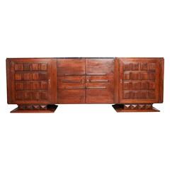 Black Marble, Bronze and Walnut French Art Deco Credenza by Gaston Poisson 4