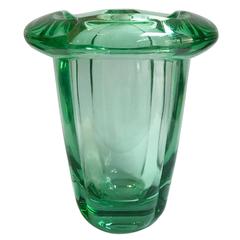 Daum Trumpet Vase in Green