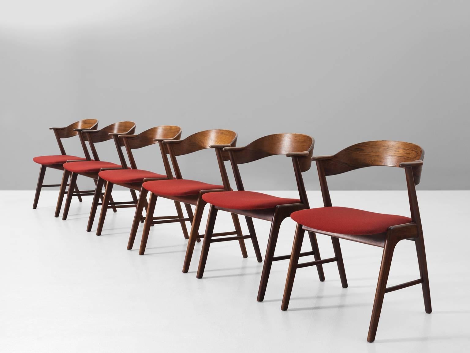 Mid-Century Modern Kai Kristiansen Set of Six Rosewood Dining Chairs