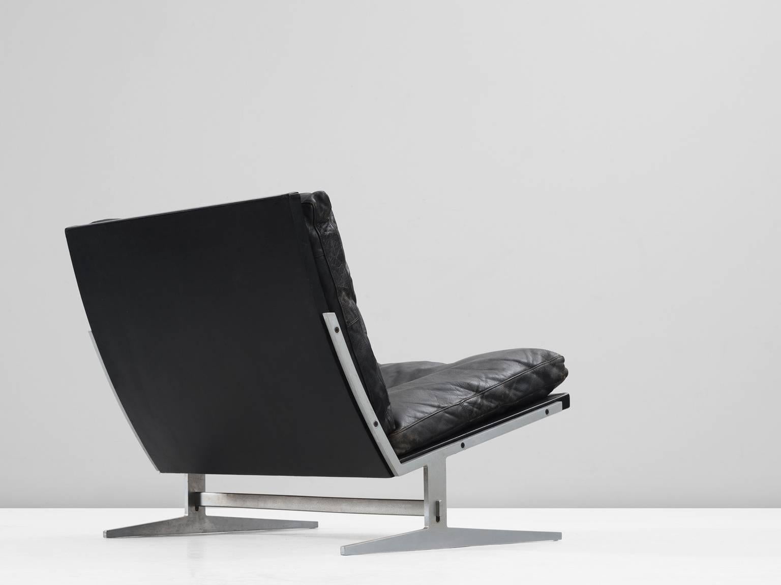Mid-Century Modern Fabricius & Kastholm Black Leather Slipper Chair