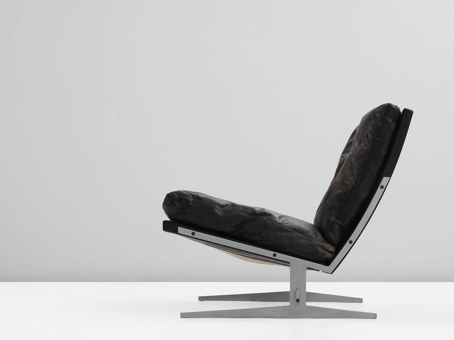 Danish Fabricius & Kastholm Black Leather Slipper Chair