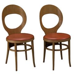Baumann Bentwood and Vinyl Bistro Chairs, circa 1970