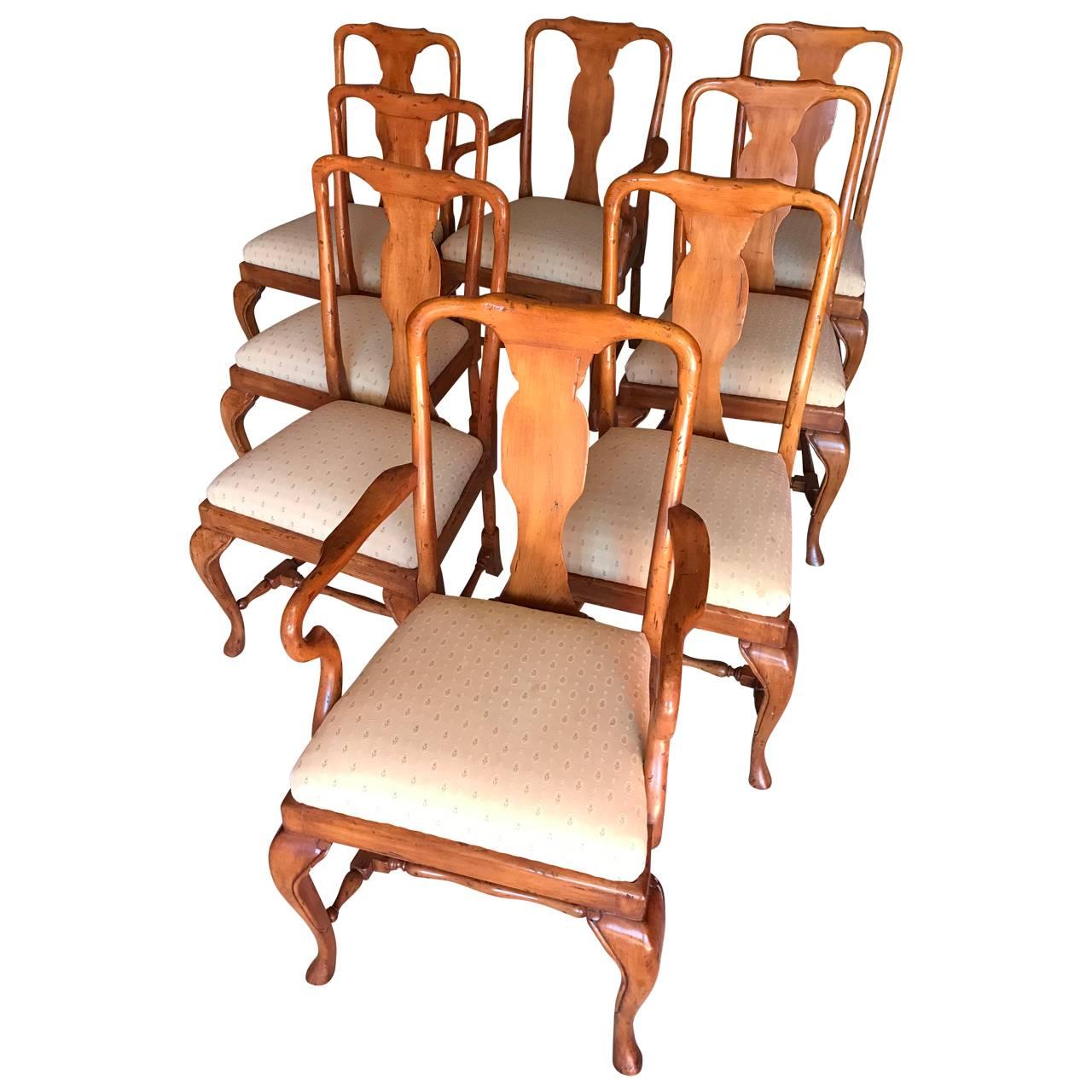 Set of Eight Queen Anne Style Dining Chairs 1