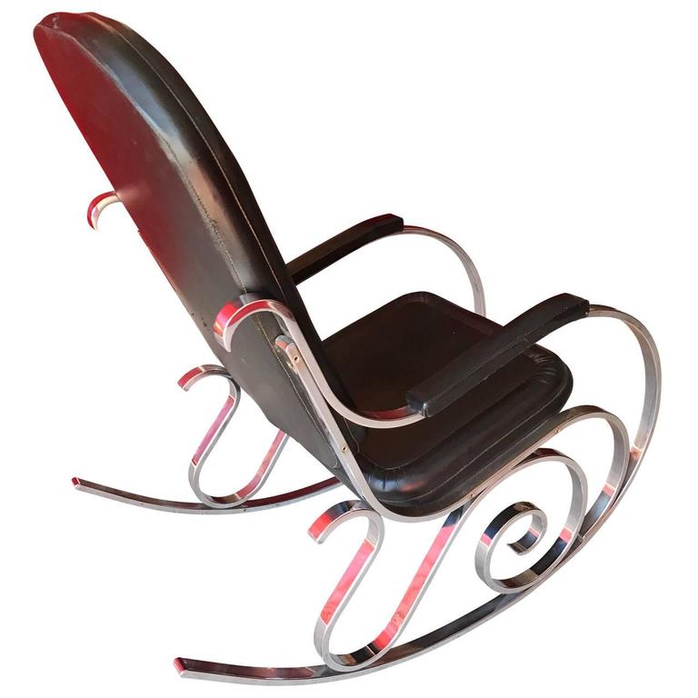 French Mid-Century Modern Chrome Rocker For Sale at 1stDibs
